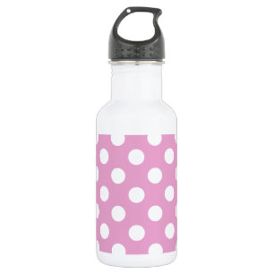 Weiße Polka-Punkte auf hellrosa Edelstahlflasche