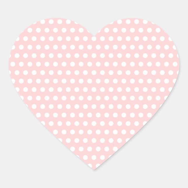Weiße Polka-Punkte auf hellrosa Herz-Aufkleber (Vorderseite)