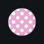 Weiße Polka-Punkte auf hellrosa Magnet<br><div class="desc">Weiße Polka-Punkte auf hellrosa</div>
