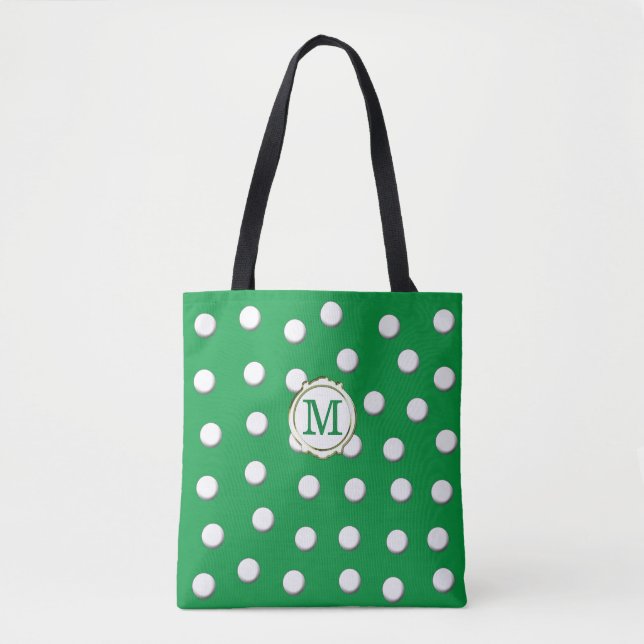 Weiße Polka-Punkte auf Kelly Green Tasche (Vorderseite)