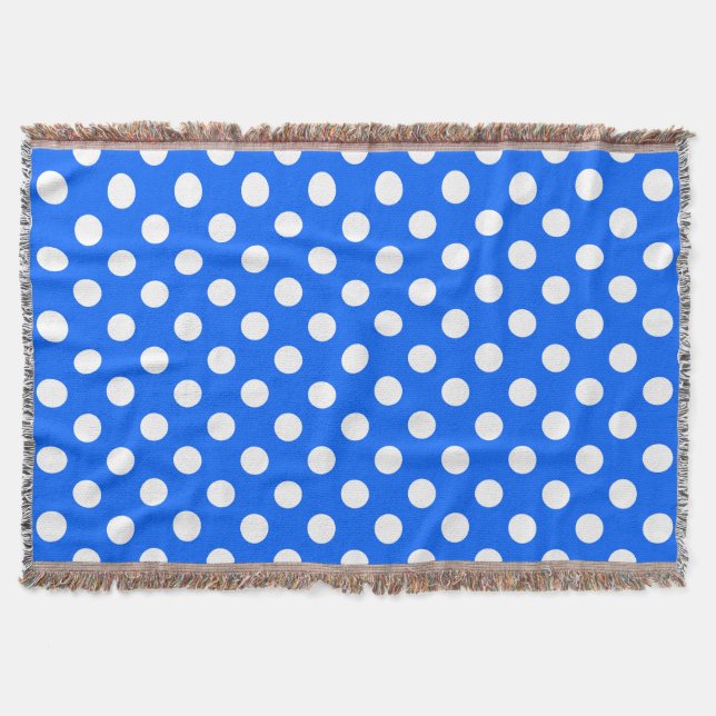 Weiße Polka Punkte auf königsblau Decke (Vorderseite)