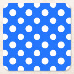Weiße Polka Punkte auf königsblau Rechteckiger Pappuntersetzer<br><div class="desc">Weiße Polka Punkte auf königsblau</div>