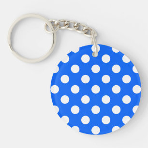 Weiße Polka Punkte auf königsblau Schlüsselanhänger
