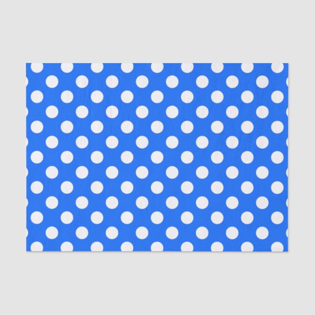 Weiße Polka Punkte auf königsblau Seidenpapier (Vorderseite)
