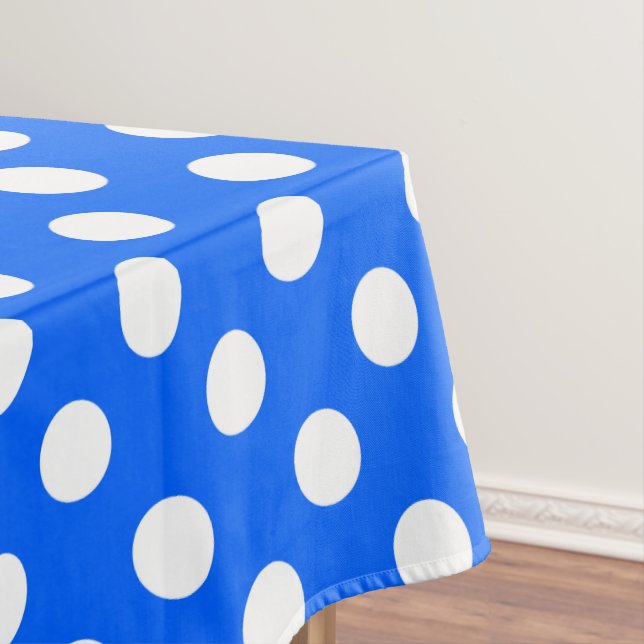 Weiße Polka Punkte auf königsblau Tischdecke (Beispiel)