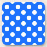Weiße Polka Punkte auf königsblau Untersetzer<br><div class="desc">Weiße Polka Punkte auf königsblau</div>