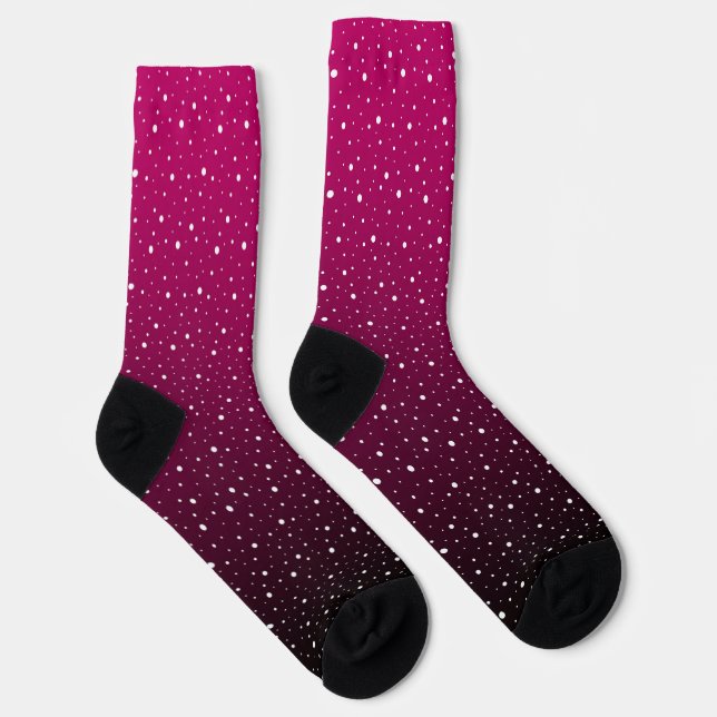 Weiße Polka Punkte auf Krimson und schwarzen Gefäl Socken (Rechts)