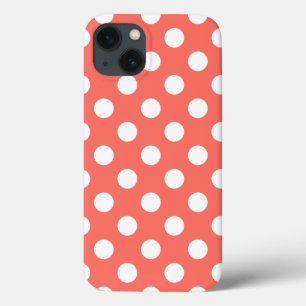 Weiße Polka Punkte auf lebende Korallen Case-Mate  iPhone Hülle