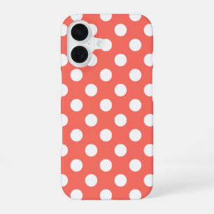 Weiße Polka-Punkte auf lebende Korallen iPhone 16 Hülle