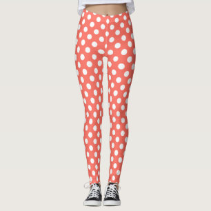 Weiße Polka-Punkte auf lebende Korallen Leggings