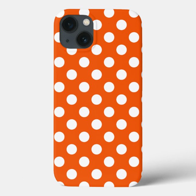 Weiße Polka Punkte auf orange Case-Mate iPhone Geh Hülle (Rückseite)