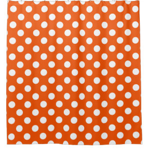 Weiße Polka-Punkte auf Orange Duschvorhang