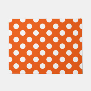 Weiße Polka-Punkte auf Orange Fußmatte