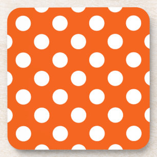 Weiße Polka-Punkte auf Orange Getränkeuntersetzer
