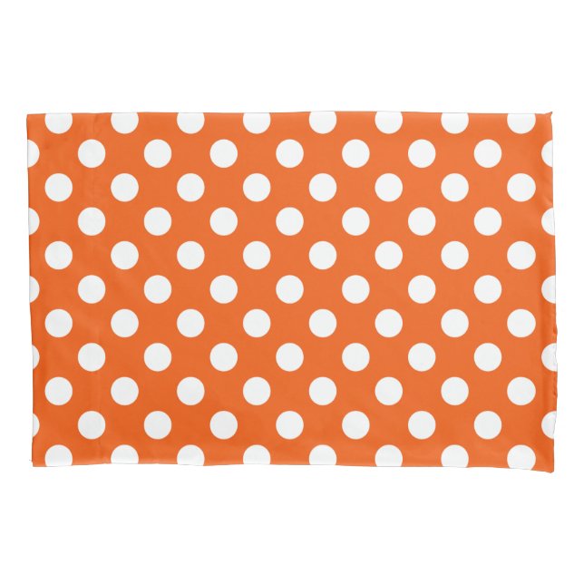 Weiße Polka-Punkte auf Orange Kissenbezug (Vorderseite)