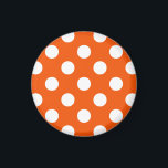 Weiße Polka-Punkte auf Orange Magnet<br><div class="desc">Weiße Polka-Punkte auf Orange</div>