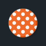 Weiße Polka-Punkte auf Orange Magnet<br><div class="desc">Weiße Polka-Punkte auf Orange</div>