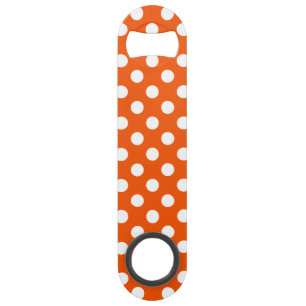 Weiße Polka-Punkte auf Orange Speed Flaschenöffner