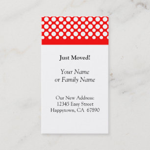 Weiße Polka Punkte auf Red Just Moved Custom Cards Visitenkarte