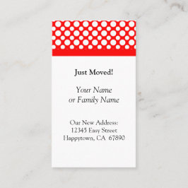 Weiße Polka Punkte auf Red Just Moved Custom Cards Visitenkarte