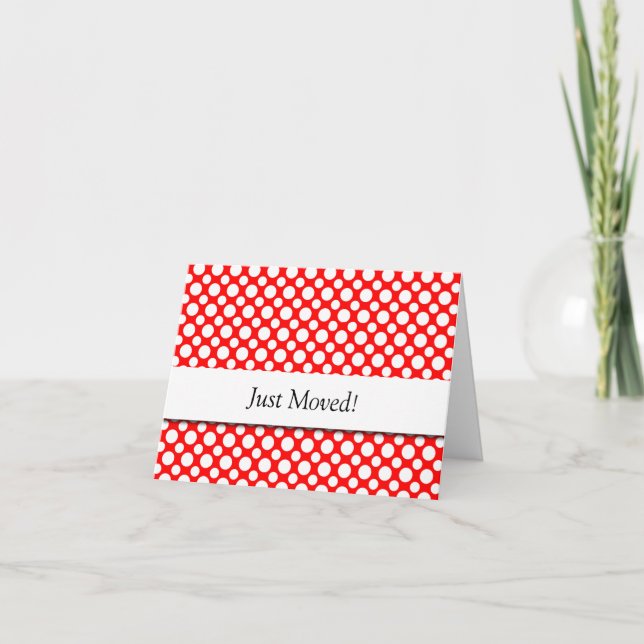 Weiße Polka-Punkte auf Red New Address Card Ankündigung (Vorderseite)