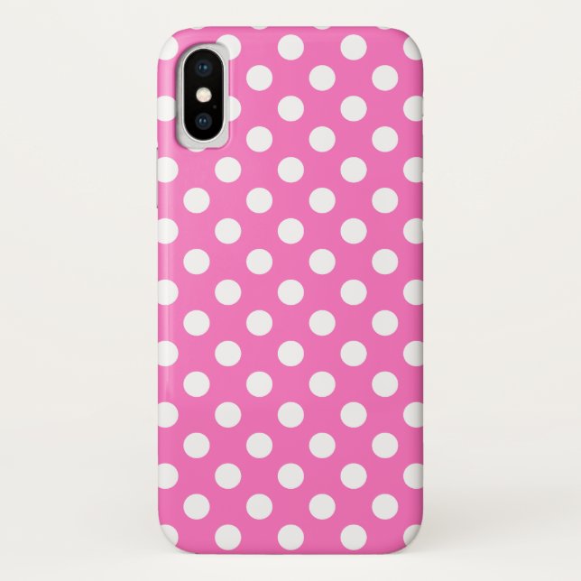 Weiße Polka-Punkte auf rosa Case-Mate iPhone Hülle (Rückseite)
