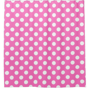 Weiße Polka-Punkte auf rosa Duschvorhang