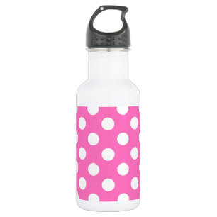 Weiße Polka-Punkte auf rosa Edelstahlflasche