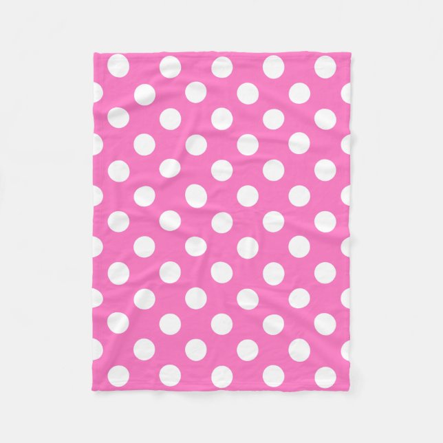 Weiße Polka-Punkte auf rosa Fleecedecke (Vorderseite)