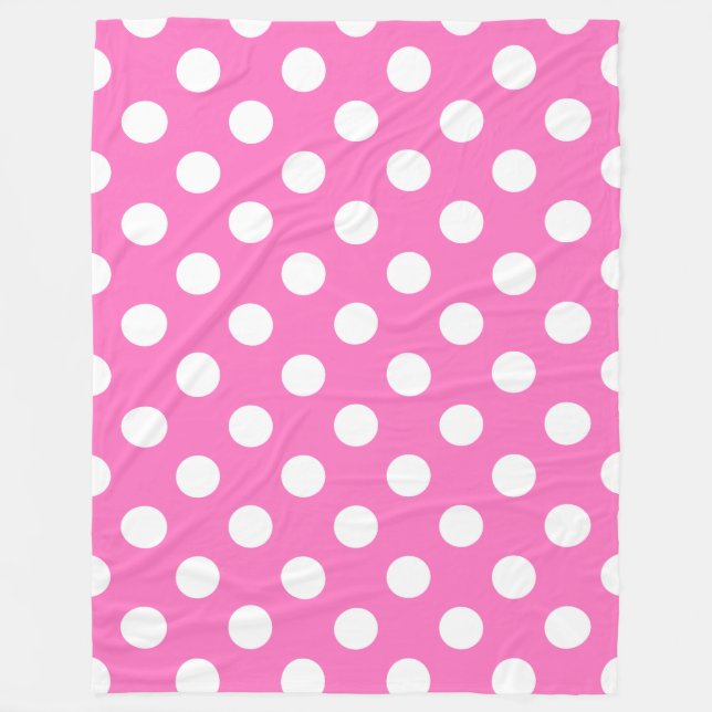 Weiße Polka-Punkte auf rosa Fleecedecke (Vorderseite)
