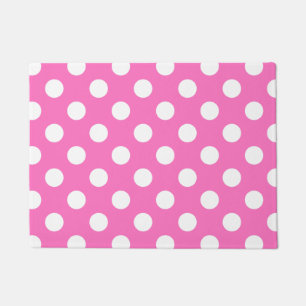 Weiße Polka-Punkte auf rosa Fußmatte