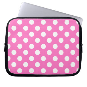 Weiße Polka-Punkte auf rosa Laptopschutzhülle