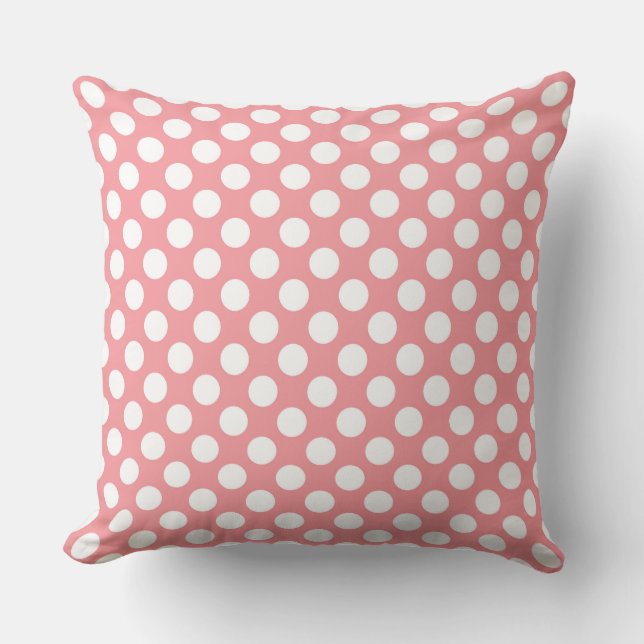 Weiße Polka Punkte auf rosa Untergrund Kissen (Vorderseite)