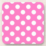 Weiße Polka-Punkte auf rosa Untersetzer<br><div class="desc">Weiße Polka-Punkte auf rosa</div>