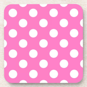 Weiße Polka-Punkte auf rosa Untersetzer