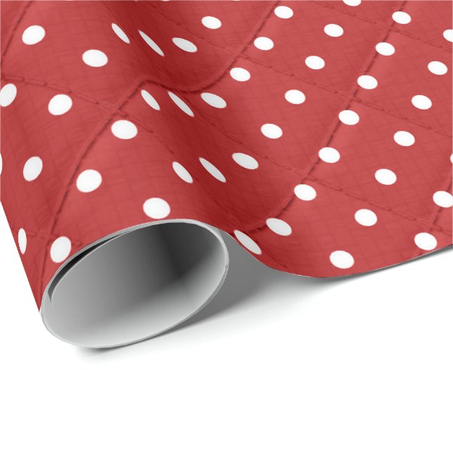weiße Polka Punkte auf rot Geschenkpapier (Rolleneckpunkt)