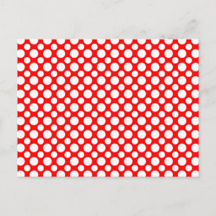 Weiße Polka-Punkte auf roter Postkarte