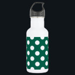 Weiße Polka-Punkte auf Salbei grün Edelstahlflasche<br><div class="desc">Weiße Polka-Punkte auf Salbei grün</div>