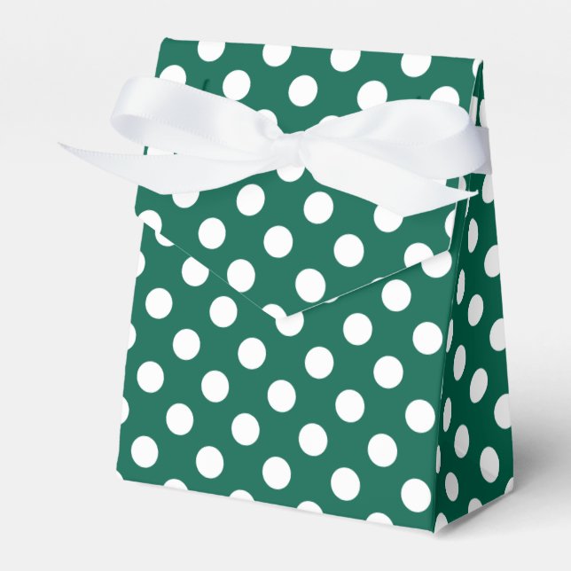 Weiße Polka-Punkte auf Salbei grün Geschenkschachtel (Vorderseite)