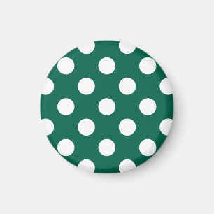 Weiße Polka-Punkte auf Salbei grün Magnet
