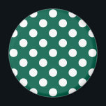 Weiße Polka-Punkte auf Salbei grün Magnet<br><div class="desc">Weiße Polka-Punkte auf Salbei grün</div>