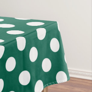 Weiße Polka-Punkte auf Salbei grün Tischdecke