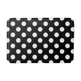 Weiße Polka Punkte auf schwarz Badematte