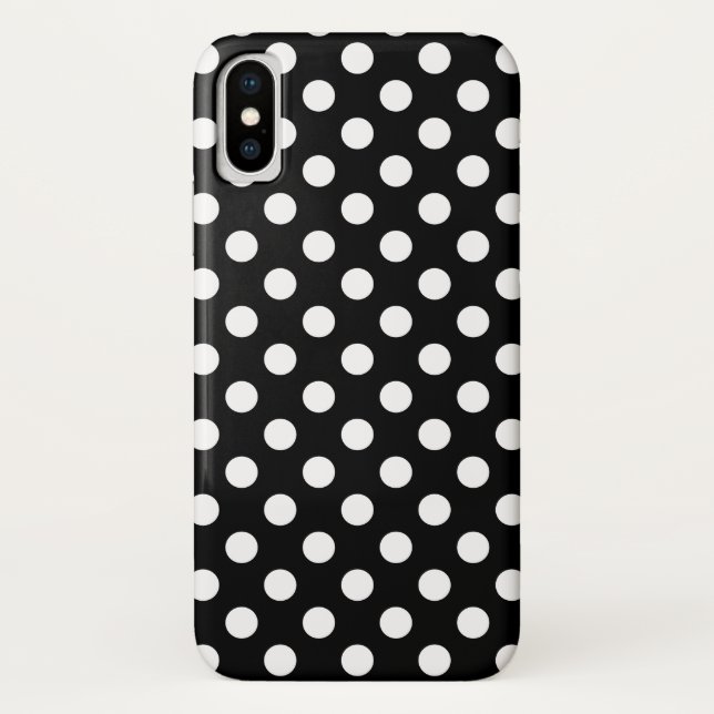 Weiße Polka Punkte auf schwarz Case-Mate iPhone Hülle (Rückseite)