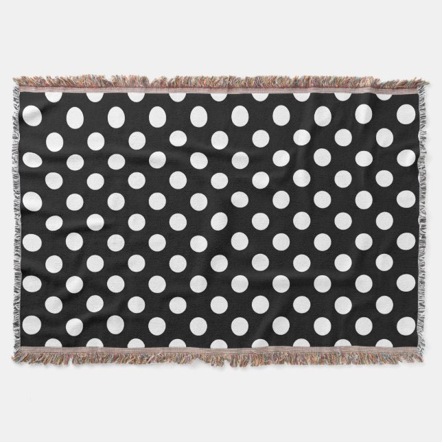 Weiße Polka Punkte auf schwarz Decke (Vorderseite)
