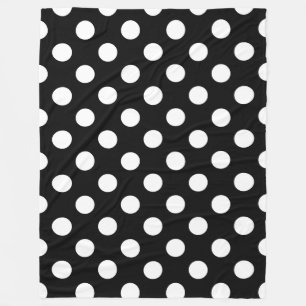 Weiße Polka Punkte auf schwarz Fleecedecke