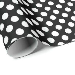 weiße Polka Punkte auf schwarz Geschenkpapier