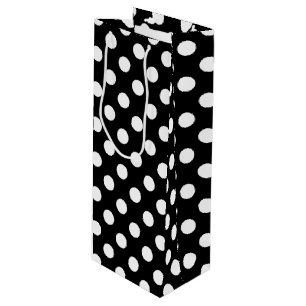 Weiße Polka Punkte auf schwarz Geschenktüte Für Weinflaschen