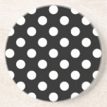 Weiße Polka Punkte auf schwarz Getränkeuntersetzer<br><div class="desc">Weiße Polka Punkte auf schwarz</div>