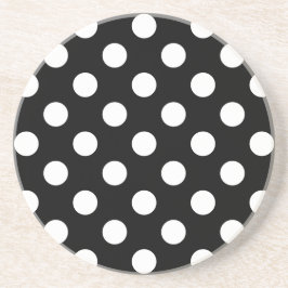 Weiße Polka Punkte auf schwarz Getränkeuntersetzer